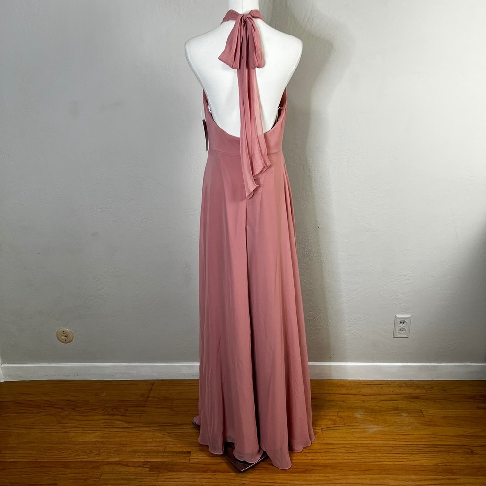 After Six 1545 Desert Rose Chiffon Halter Neck Formal Gown Maxi‎ Dress Size 6 - Picture 5 of 11